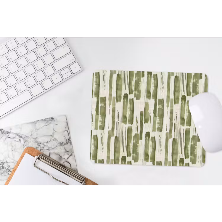 Muismat - Groen - Abstract - Penseelstreken - Linnen - Patroon — 2