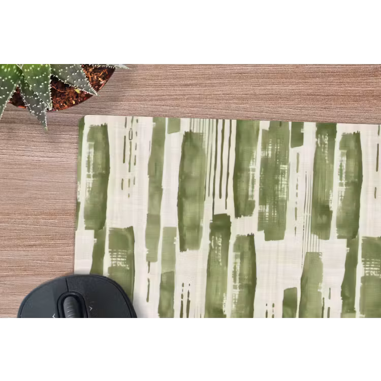 Muismat - Groen - Abstract - Penseelstreken - Linnen - Patroon — 4