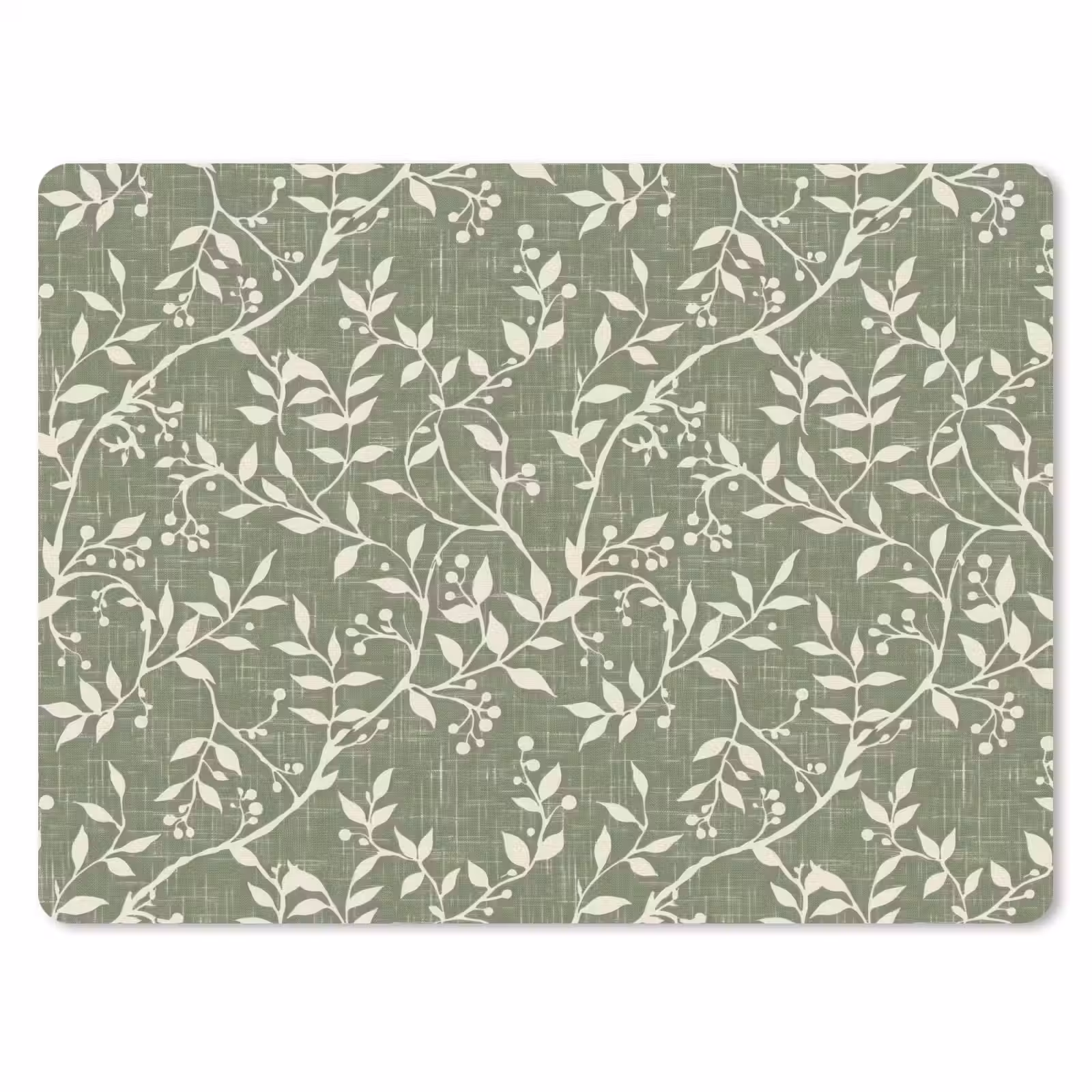 Muismat - Saliegroen - Botanisch - Takken - Besjes - Linnen - Patroon — 1