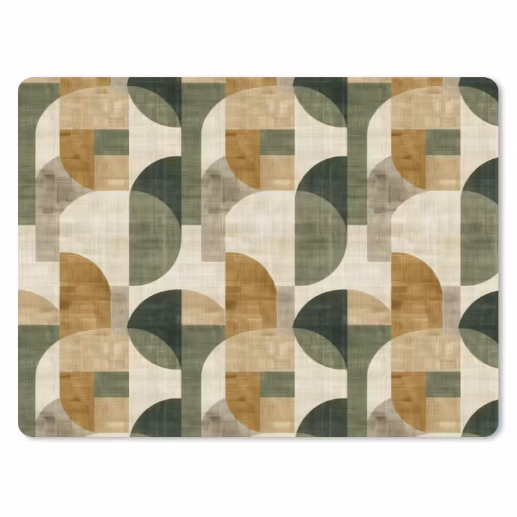 Muismat - Olijfgroen - Geometrisch - Abstract - Mid-Century - Linnen - Patroon — 1
