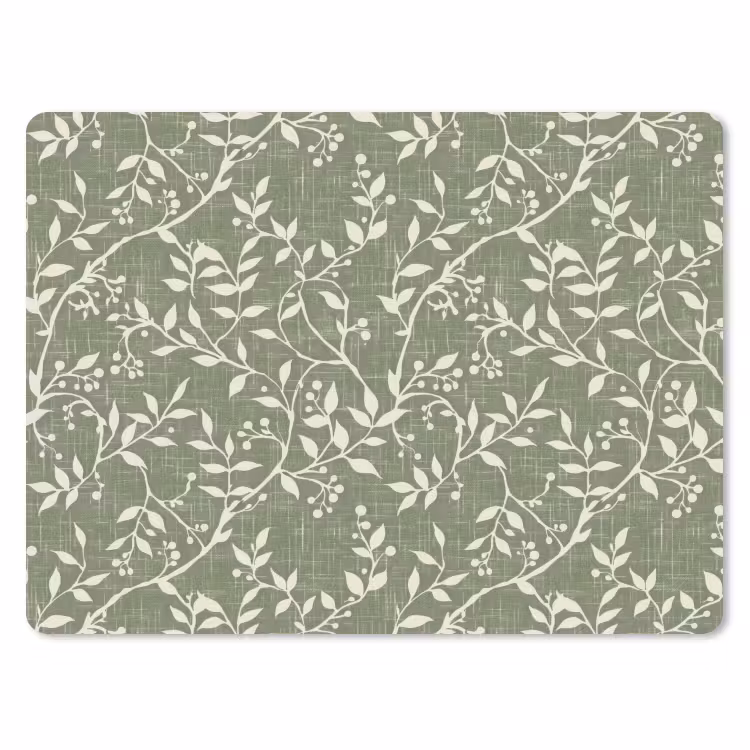 Muismat - Saliegroen - Botanisch - Takken - Besjes - Linnen - Patroon — 1