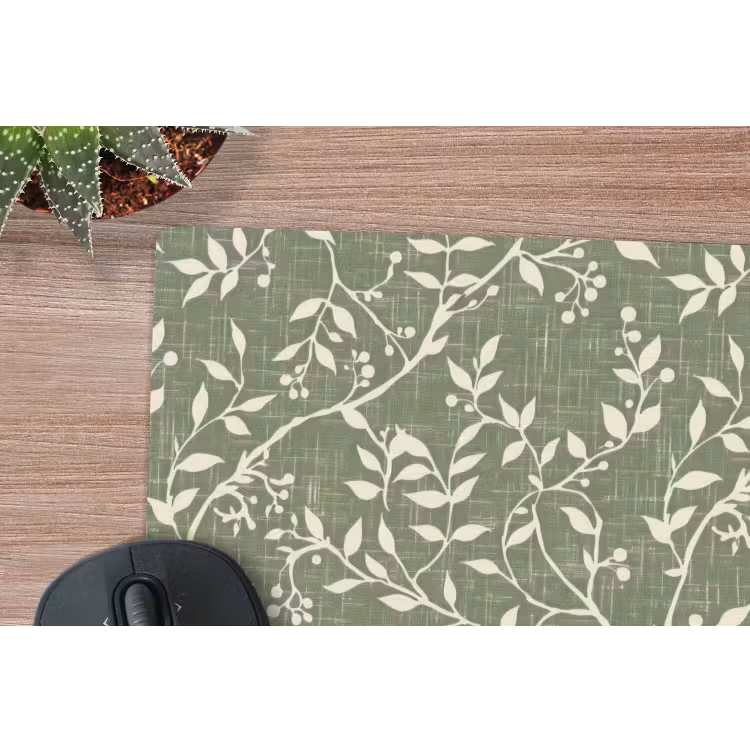 Muismat - Saliegroen - Botanisch - Takken - Besjes - Linnen - Patroon — 4