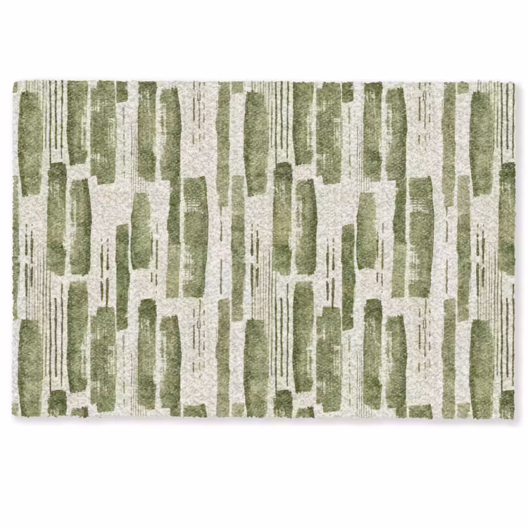 Deurmat - Groen - Abstract - Penseelstreken - Linnen - Patroon — 1