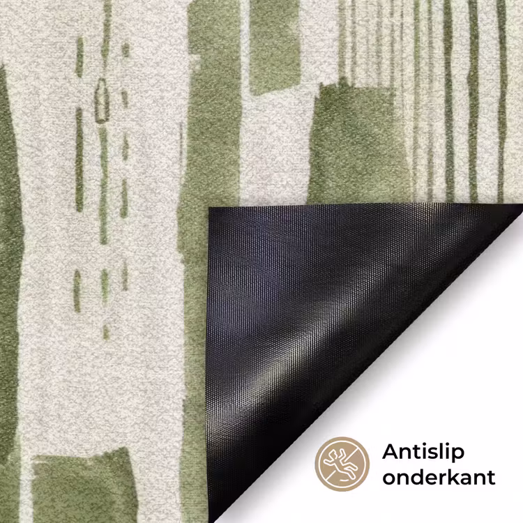 Deurmat - Groen - Abstract - Penseelstreken - Linnen - Patroon — 6