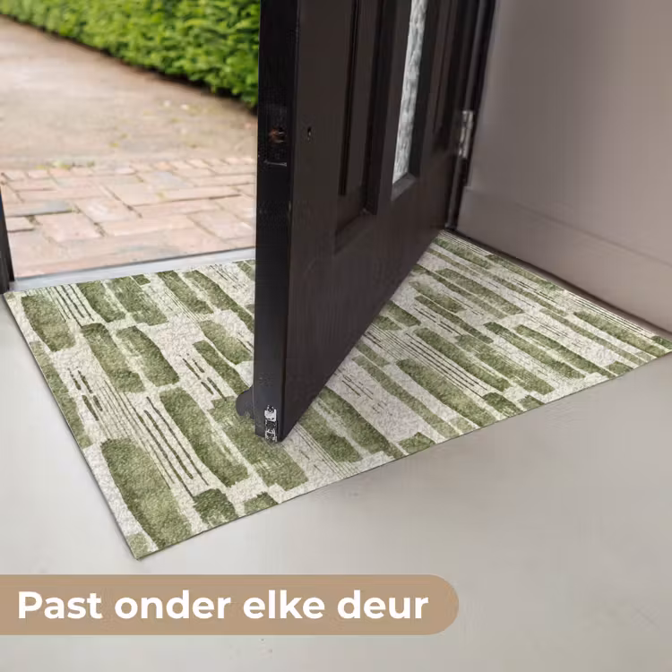 Deurmat - Groen - Abstract - Penseelstreken - Linnen - Patroon — 7
