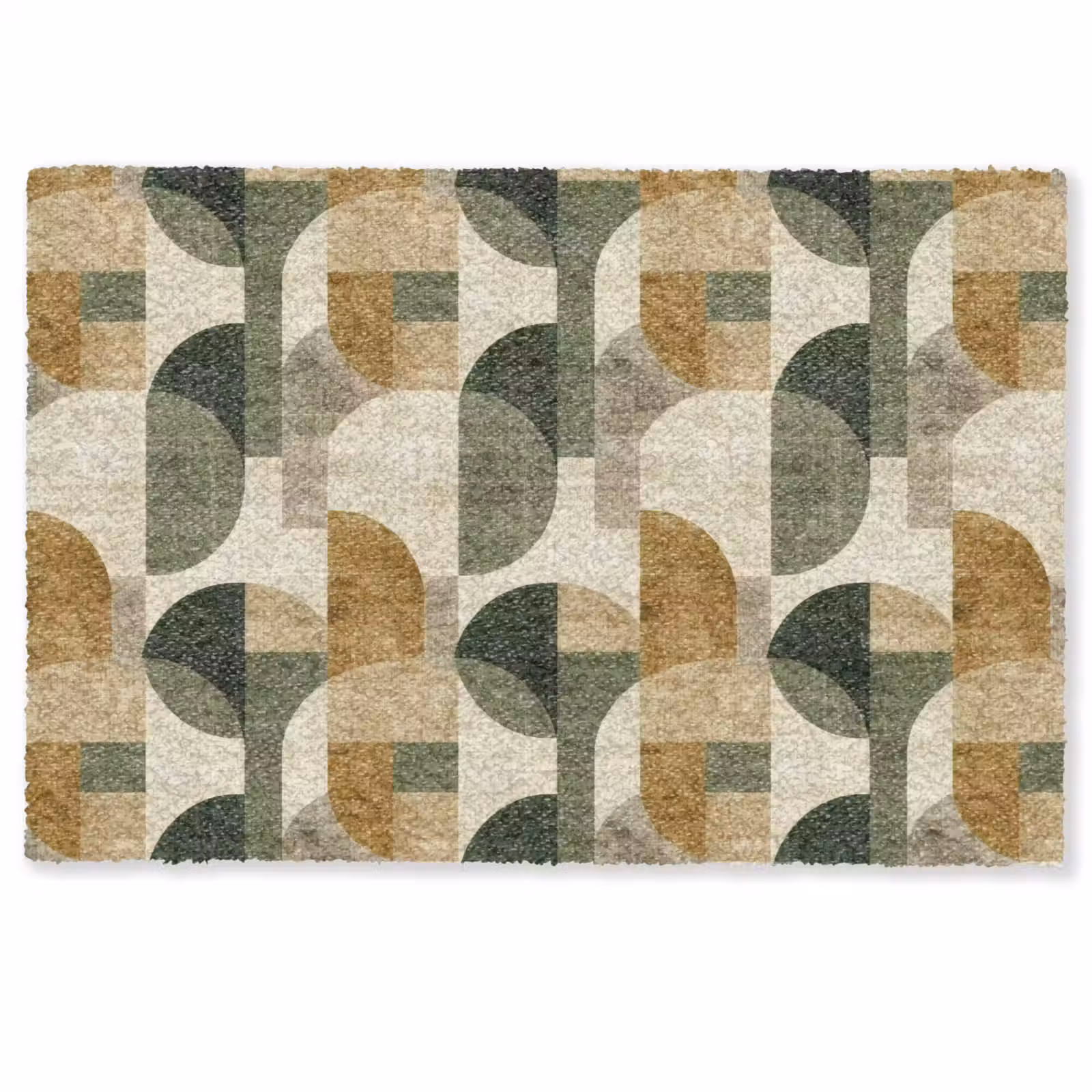Deurmat - Olijfgroen - Geometrisch - Abstract - Mid-Century - Linnen - Patroon — 1