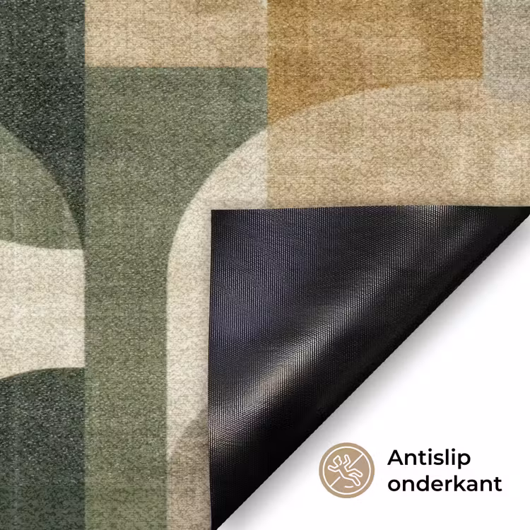 Deurmat - Olijfgroen - Geometrisch - Abstract - Mid-Century - Linnen - Patroon — 6