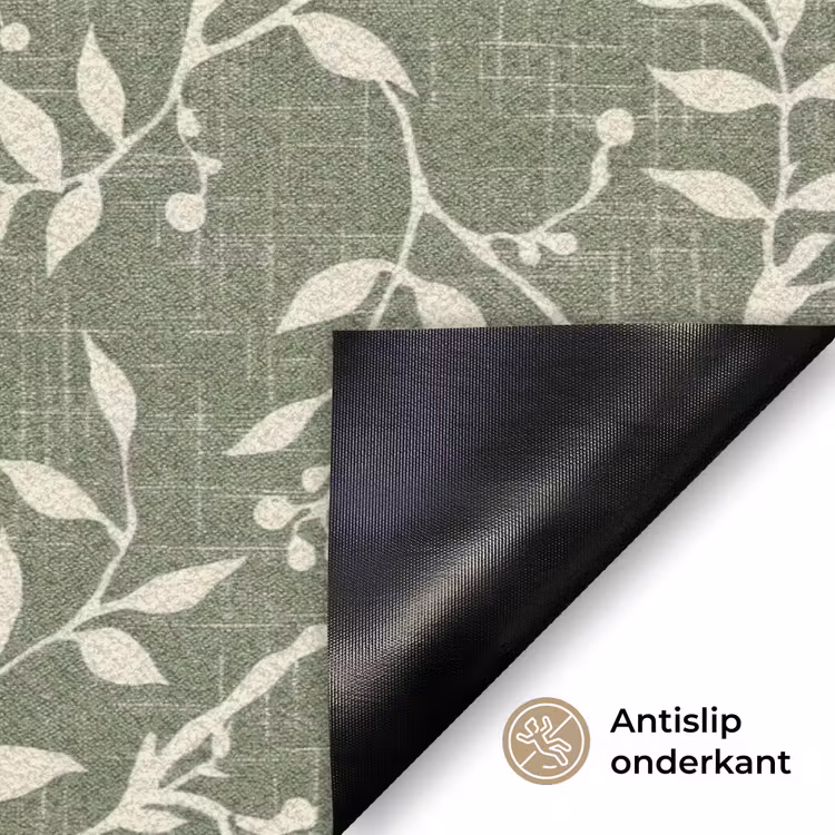 Deurmat - Saliegroen - Botanisch - Takken - Besjes - Linnen - Patroon — 6