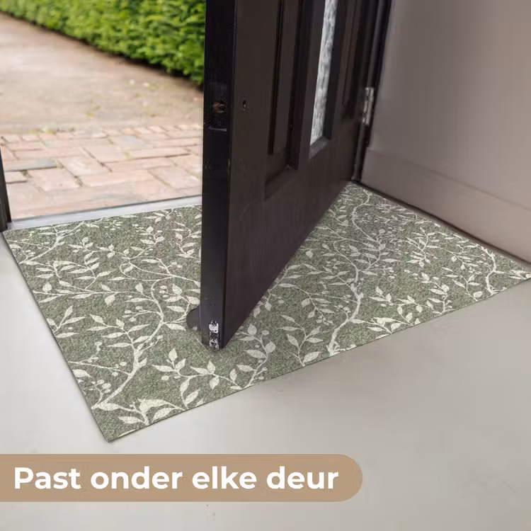 Deurmat - Saliegroen - Botanisch - Takken - Besjes - Linnen - Patroon — 7