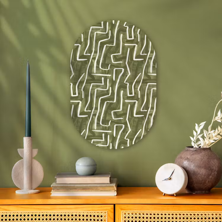 Muurovaal - Groen - Abstract - Penseelstreken - Patroon — 1