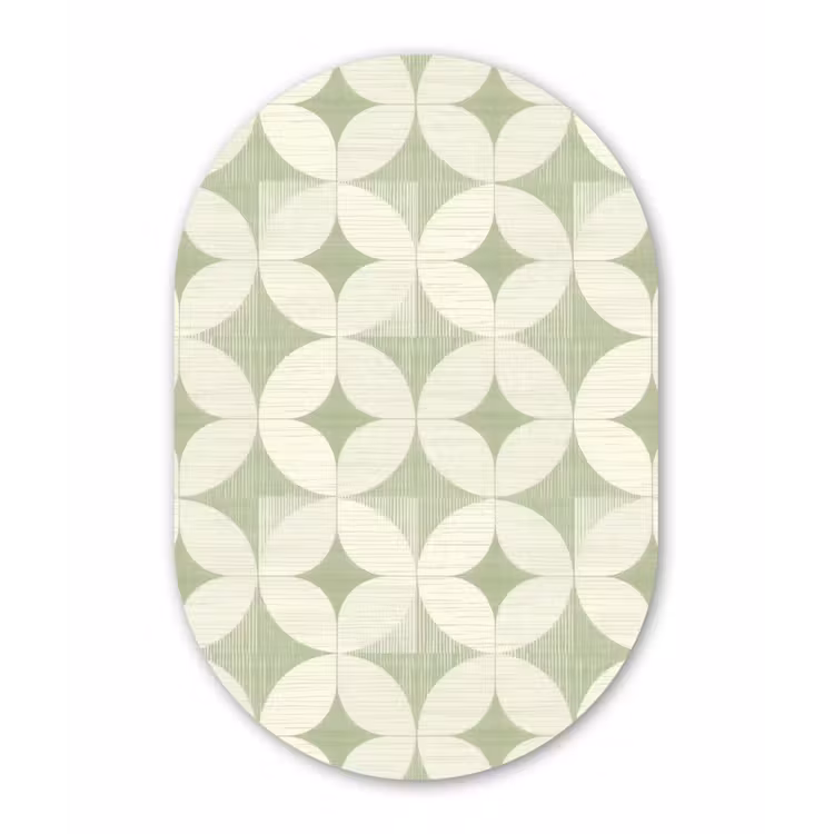 Muurovaal - Saliegroen - Geometrisch - Retro - Mid-Century - Patroon — 3