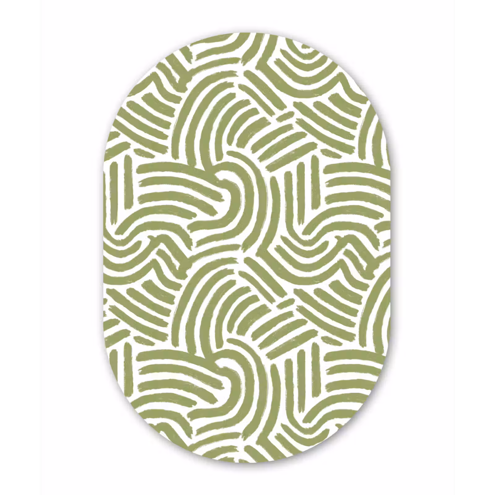 Muurovaal glas - Saliegroen - Abstract - Bogen - Handgetekend - Patroon — 1