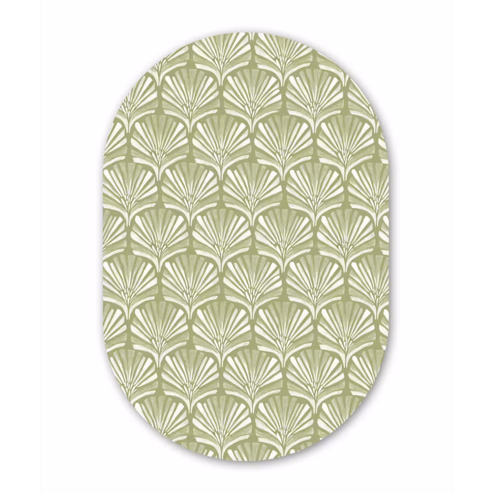 Muurovaal glas - Saliegroen - Ginkgo Biloba - Waaier - Patroon — 1