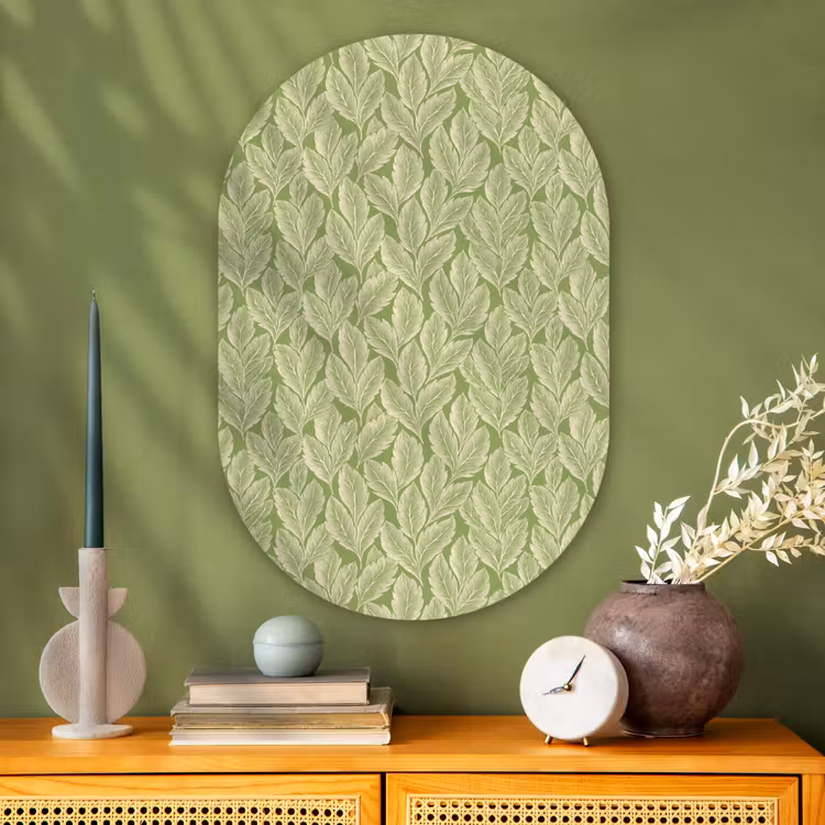 Muurovaal glas - Groen - Botanisch - Bladeren - Vintage - Patroon — 2