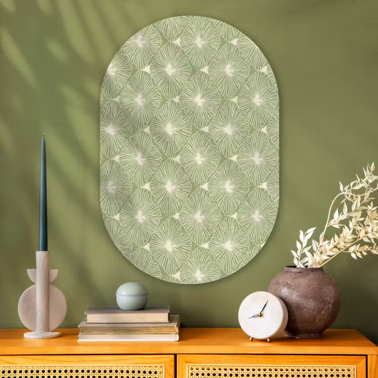 Muurovaal glas - Saliegroen - Botanisch - Ruiten - Organisch - Patroon — 2