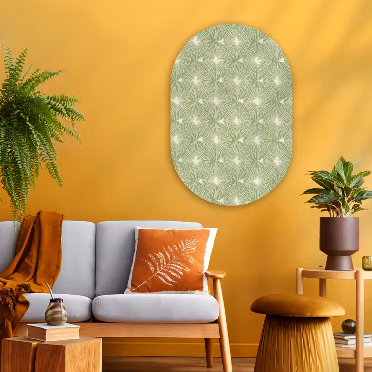 Muurovaal glas - Saliegroen - Botanisch - Ruiten - Organisch - Patroon — 3