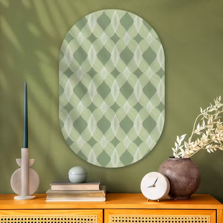 Muurovaal glas - Saliegroen - Geometrisch - Organisch - Traliewerk - Patroon — 2