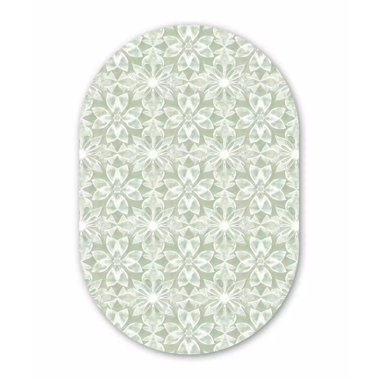 Muurovaal glas - Saliegroen - Symmetrisch - Mandala - Ornament - Patroon — 1