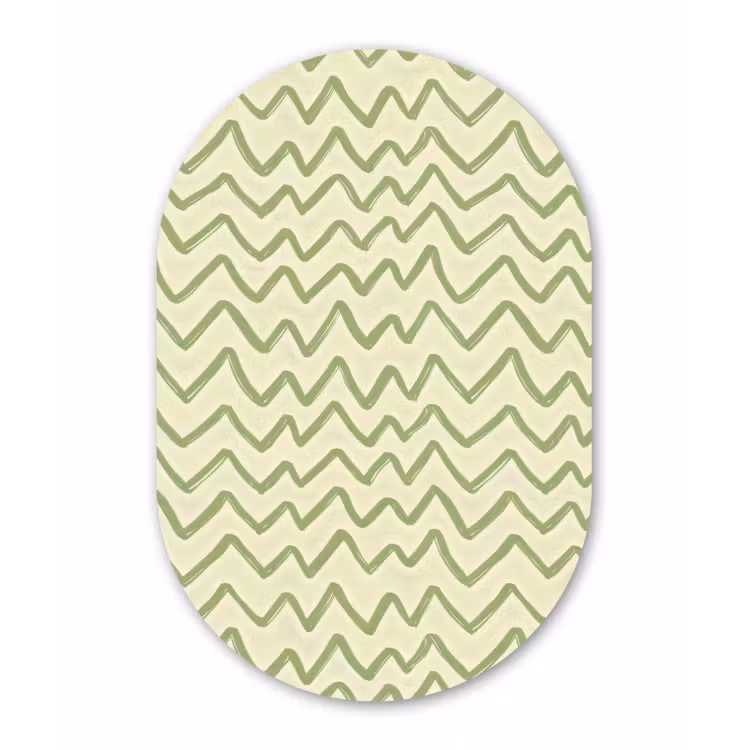 Muurovaal glas - Saliegroen - Zigzag - Handgetekend - Patroon — 1