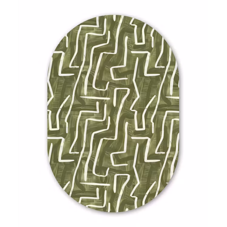 Muurovaal glas - Groen - Abstract - Penseelstreken - Patroon — 1