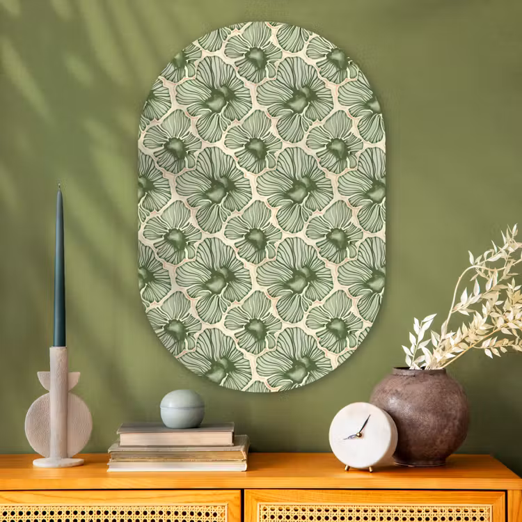Muurovaal glas - Groen - Botanisch - Bloemen - Organisch - Patroon — 2