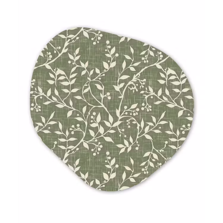 Organisch schilderij glas - Saliegroen - Botanisch - Takken - Besjes - Linnen - Patroon — 1