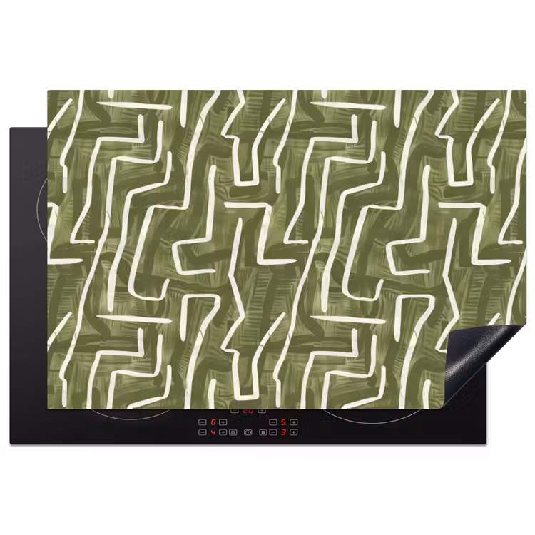 Inductiebeschermer - Groen - Abstract - Penseelstreken - Patroon — 1
