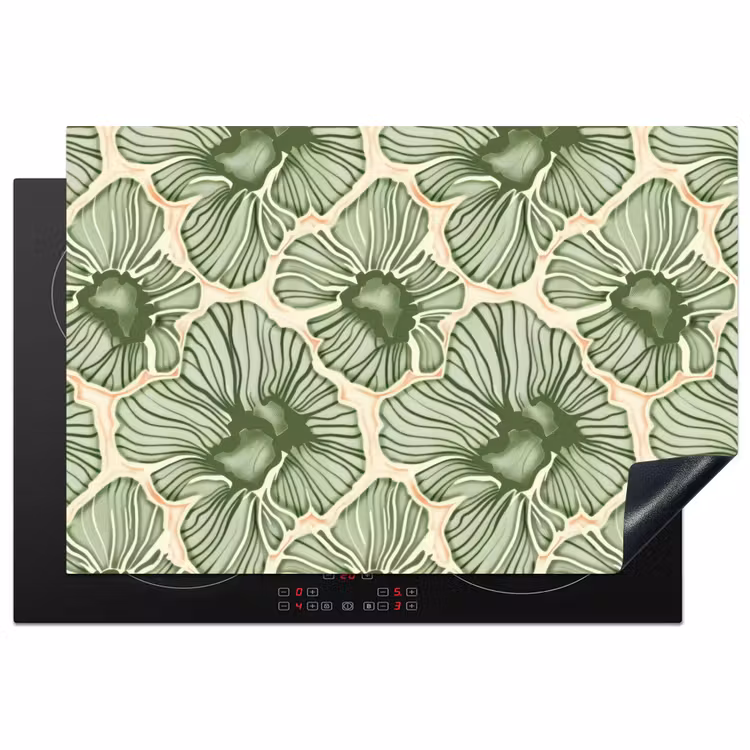 Inductiebeschermer - Groen - Botanisch - Bloemen - Organisch - Patroon — 1