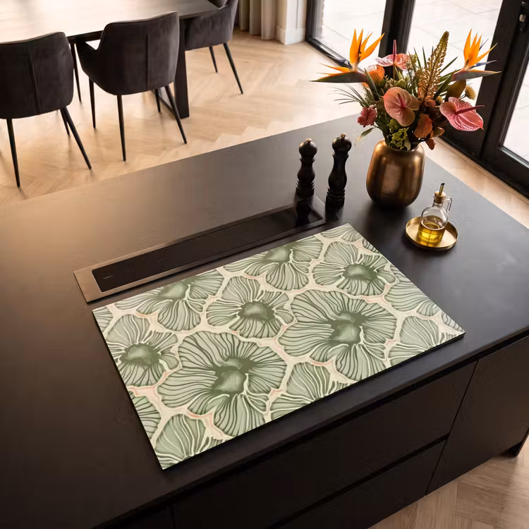 Inductiebeschermer - Groen - Botanisch - Bloemen - Organisch - Patroon — 2