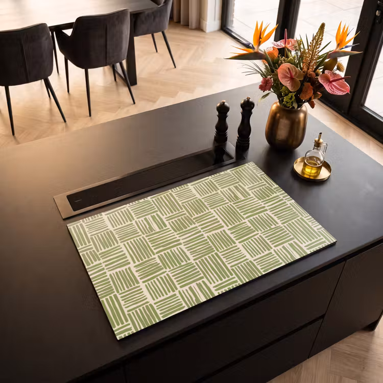 Inductiebeschermer - Saliegroen - Blokken - Handgetekend - Patroon — 2