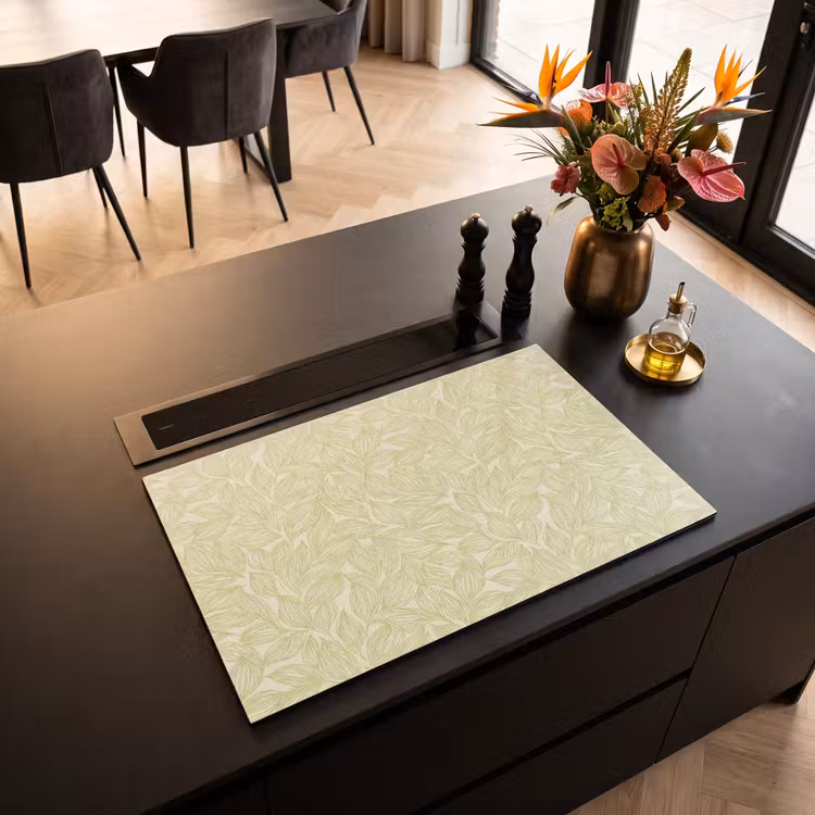 Inductiebeschermer - Saliegroen - Botanisch - Bladeren - Handgetekend - Patroon — 2