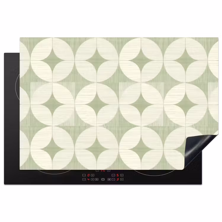 Inductiebeschermer - Saliegroen - Geometrisch - Retro - Mid-Century - Patroon — 1