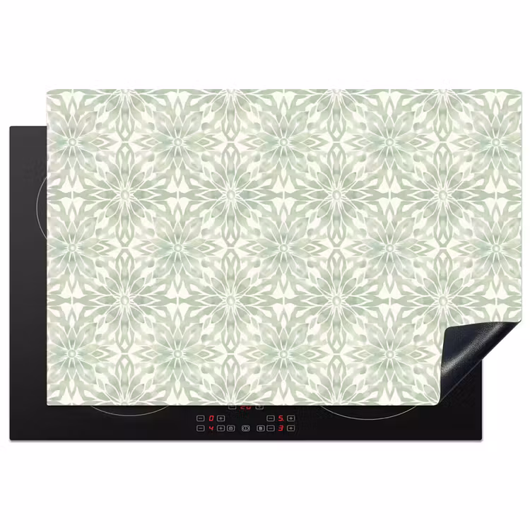 Inductiebeschermer - Saliegroen - Symmetrisch - Mandala - Ornament - Patroon — 1