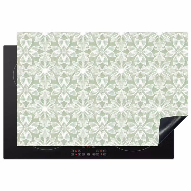 Inductiebeschermer - Saliegroen - Symmetrisch - Mandala - Ornament - Patroon — 1