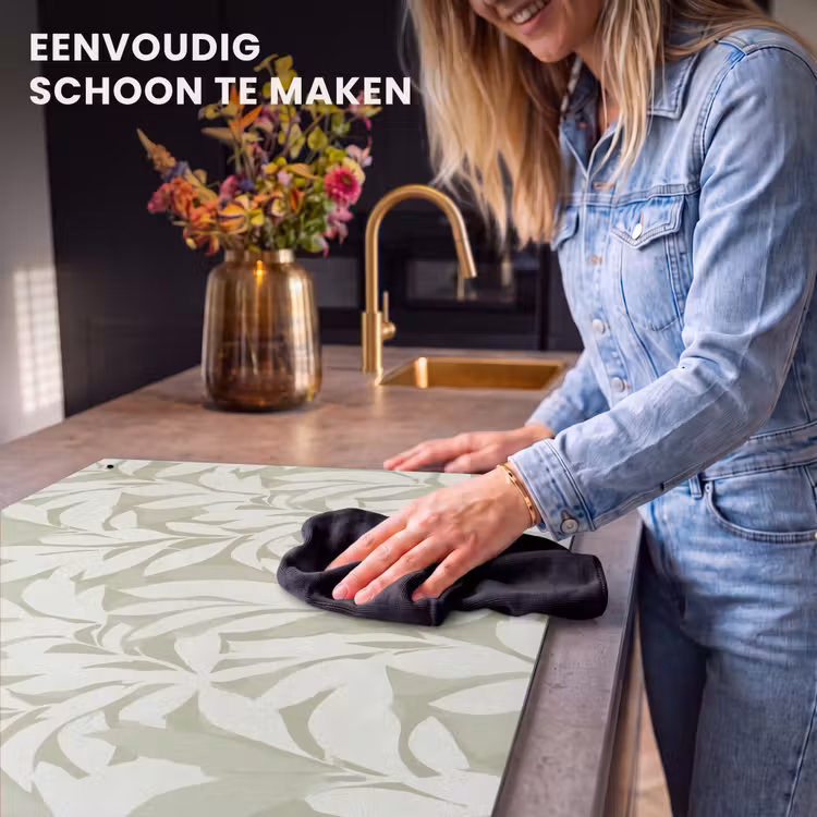 Inductiebeschermer & spatscherm (2in1) - Saliegroen - Botanisch - Minimalistisch - Patroon — 5