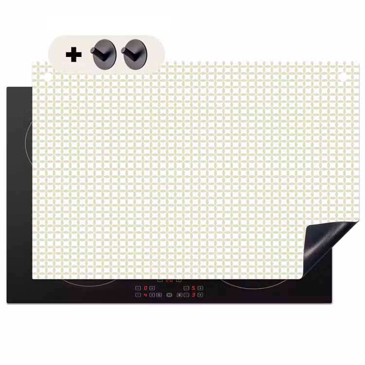 Inductiebeschermer & spatscherm (2in1) - Saliegroen - Geometrisch - Cirkels - Patroon — 1