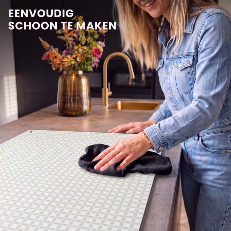 Inductiebeschermer & spatscherm (2in1) - Saliegroen - Geometrisch - Cirkels - Patroon — 5