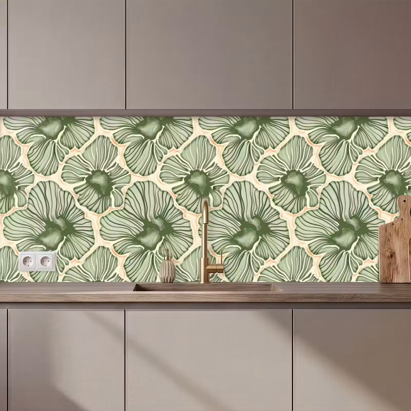 Keuken achterwand - Groen - Botanisch - Bloemen - Organisch - Patroon — 1