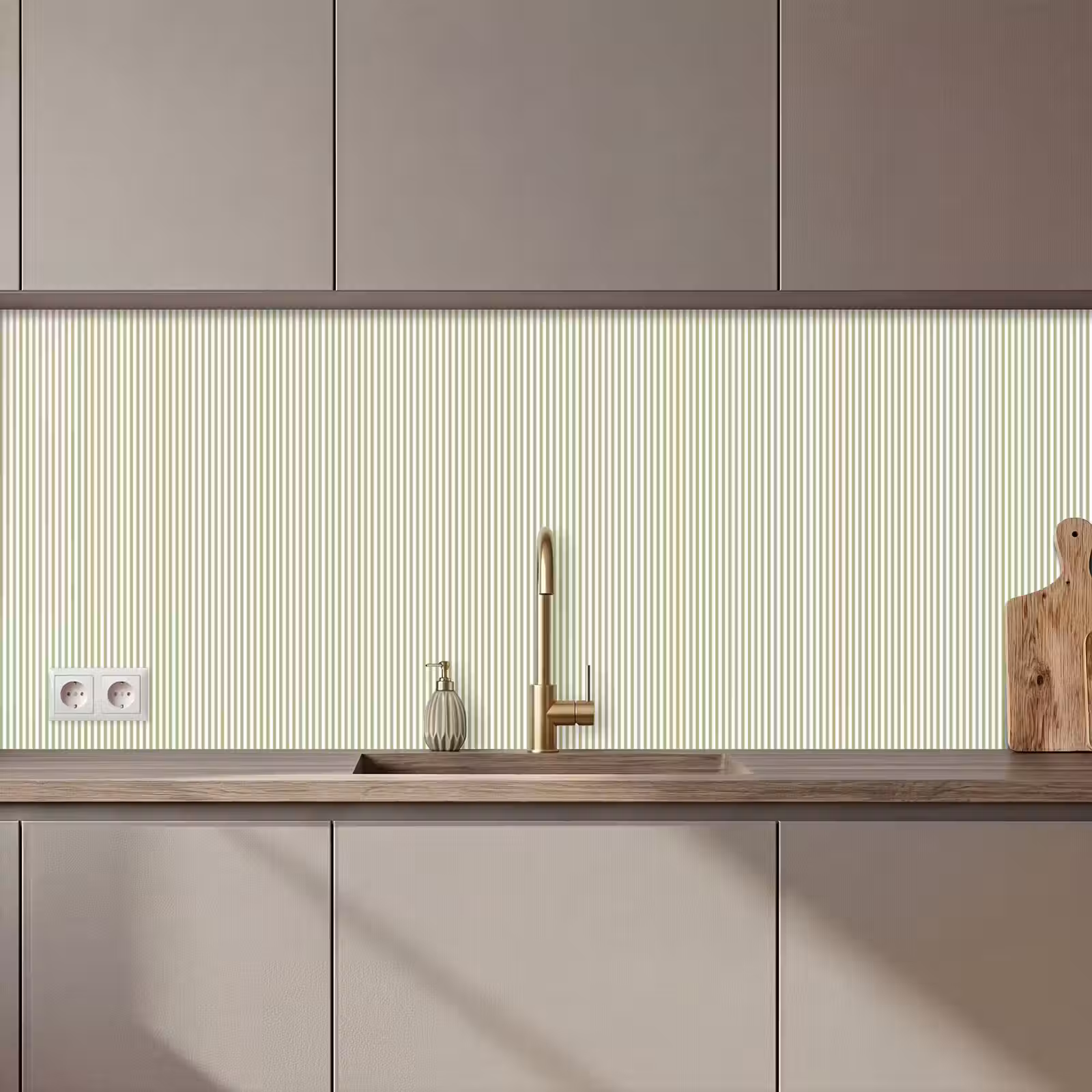 Keuken achterwand - Saliegroen - Strepen - Minimalistisch - Patroon — 1