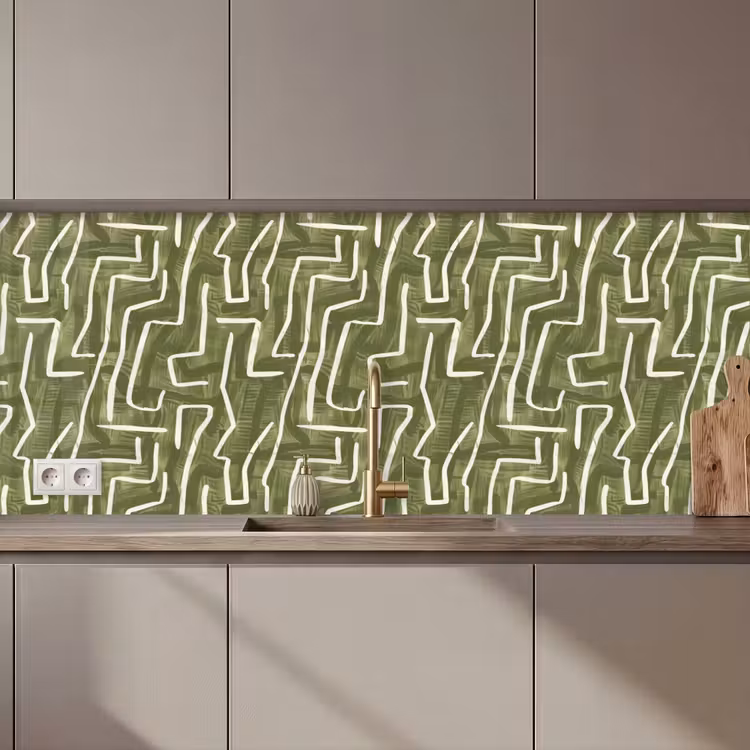 Keuken achterwand - Groen - Abstract - Penseelstreken - Patroon — 1