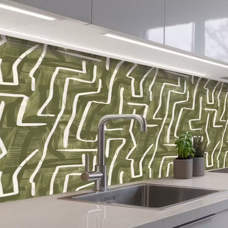 Keuken achterwand - Groen - Abstract - Penseelstreken - Patroon — 2