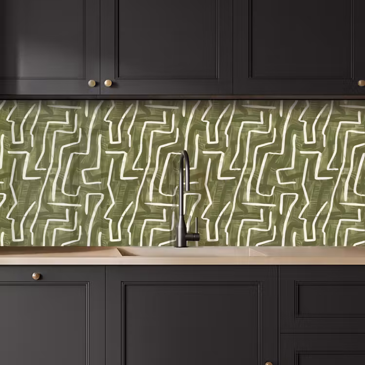 Keuken achterwand - Groen - Abstract - Penseelstreken - Patroon — 6