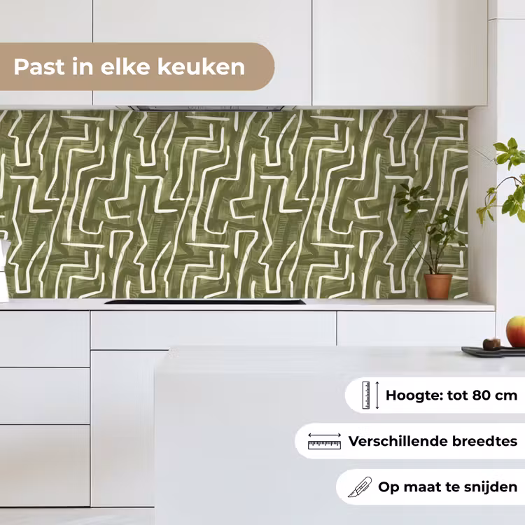 Keuken achterwand - Groen - Abstract - Penseelstreken - Patroon — 7