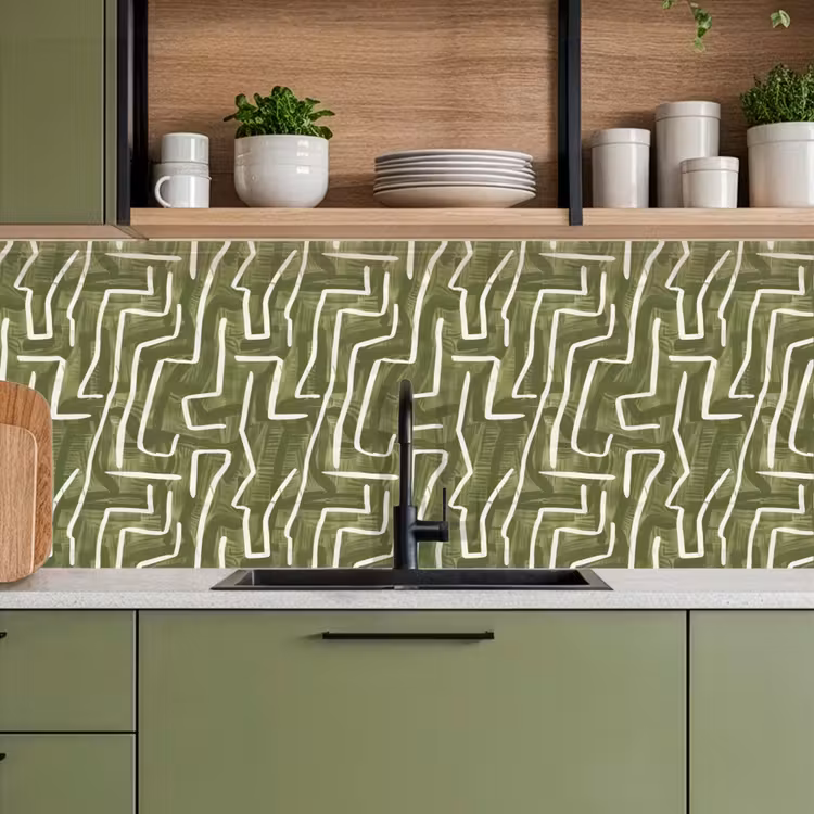 Keuken achterwand - Groen - Abstract - Penseelstreken - Patroon — 8