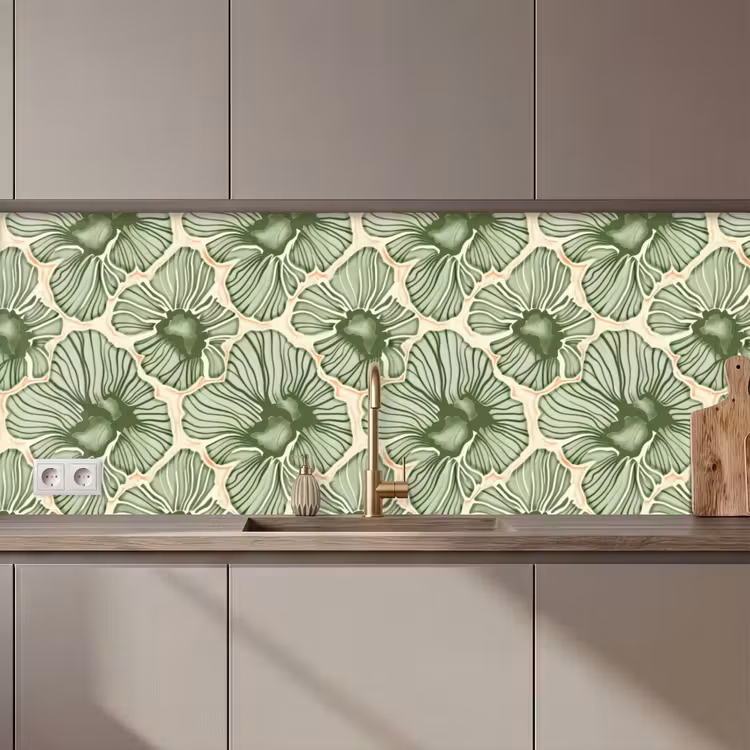 Keuken achterwand - Groen - Botanisch - Bloemen - Organisch - Patroon — 1