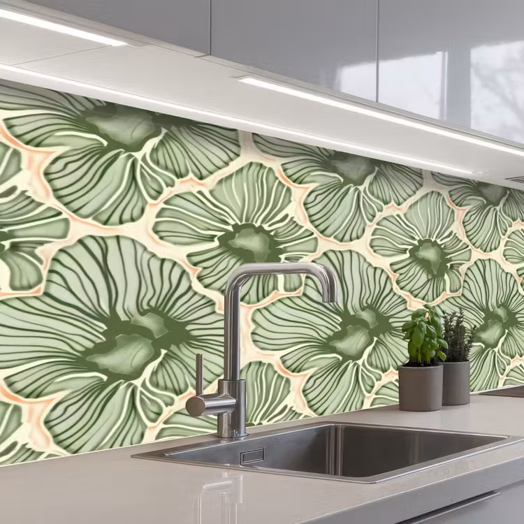 Keuken achterwand - Groen - Botanisch - Bloemen - Organisch - Patroon — 2