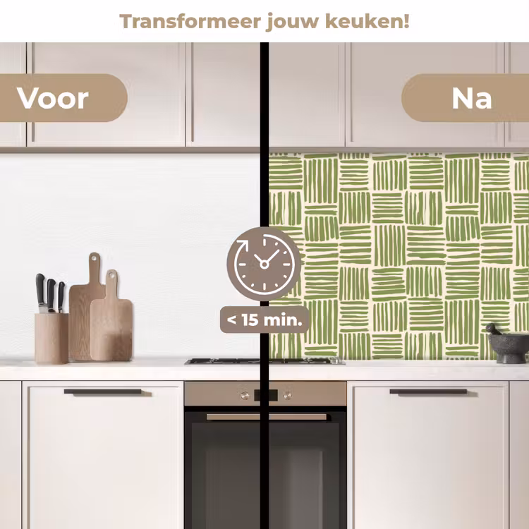 Keuken achterwand - Saliegroen - Blokken - Handgetekend - Patroon — 3