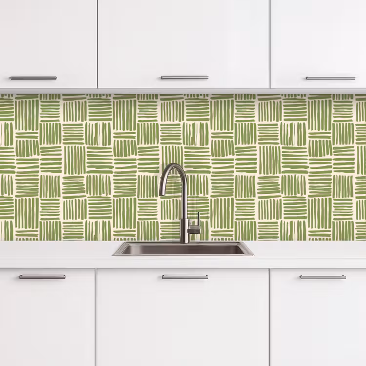 Keuken achterwand - Saliegroen - Blokken - Handgetekend - Patroon — 4