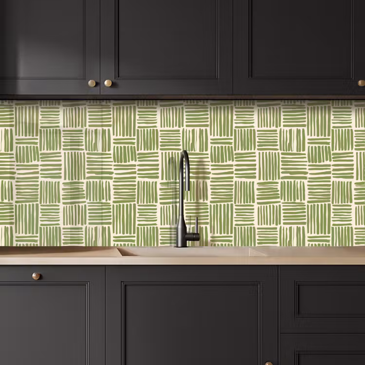 Keuken achterwand - Saliegroen - Blokken - Handgetekend - Patroon — 6