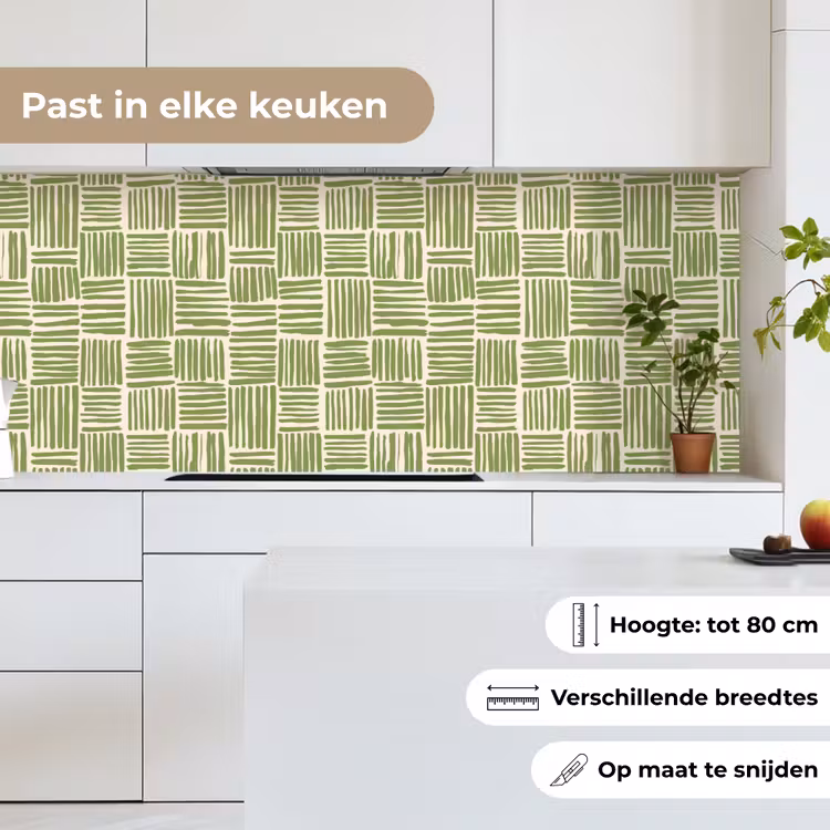 Keuken achterwand - Saliegroen - Blokken - Handgetekend - Patroon — 7